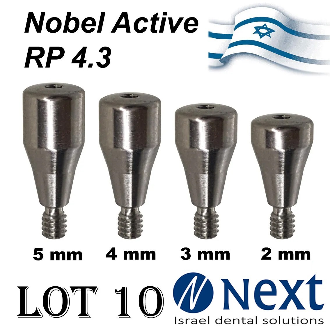 lot x 10 Healing cap Abutment Nobel Active RP 4.3 compatible 2-5 mm