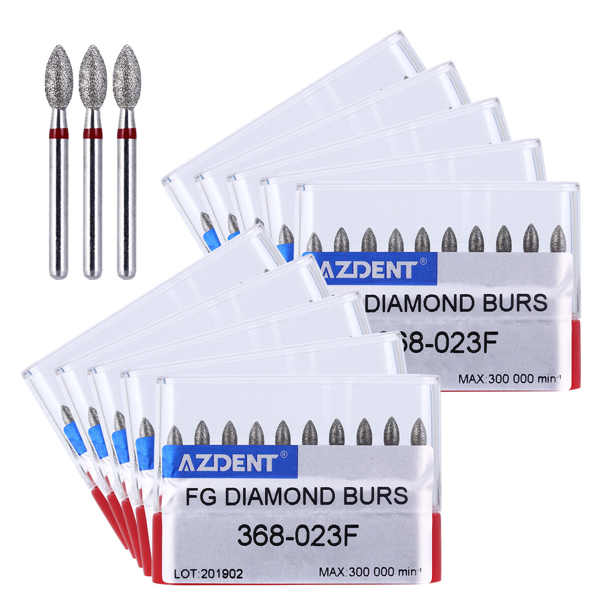 AZDENT Dental FG Diamond Burs Football #368-023F Fine Red 10pcs/box