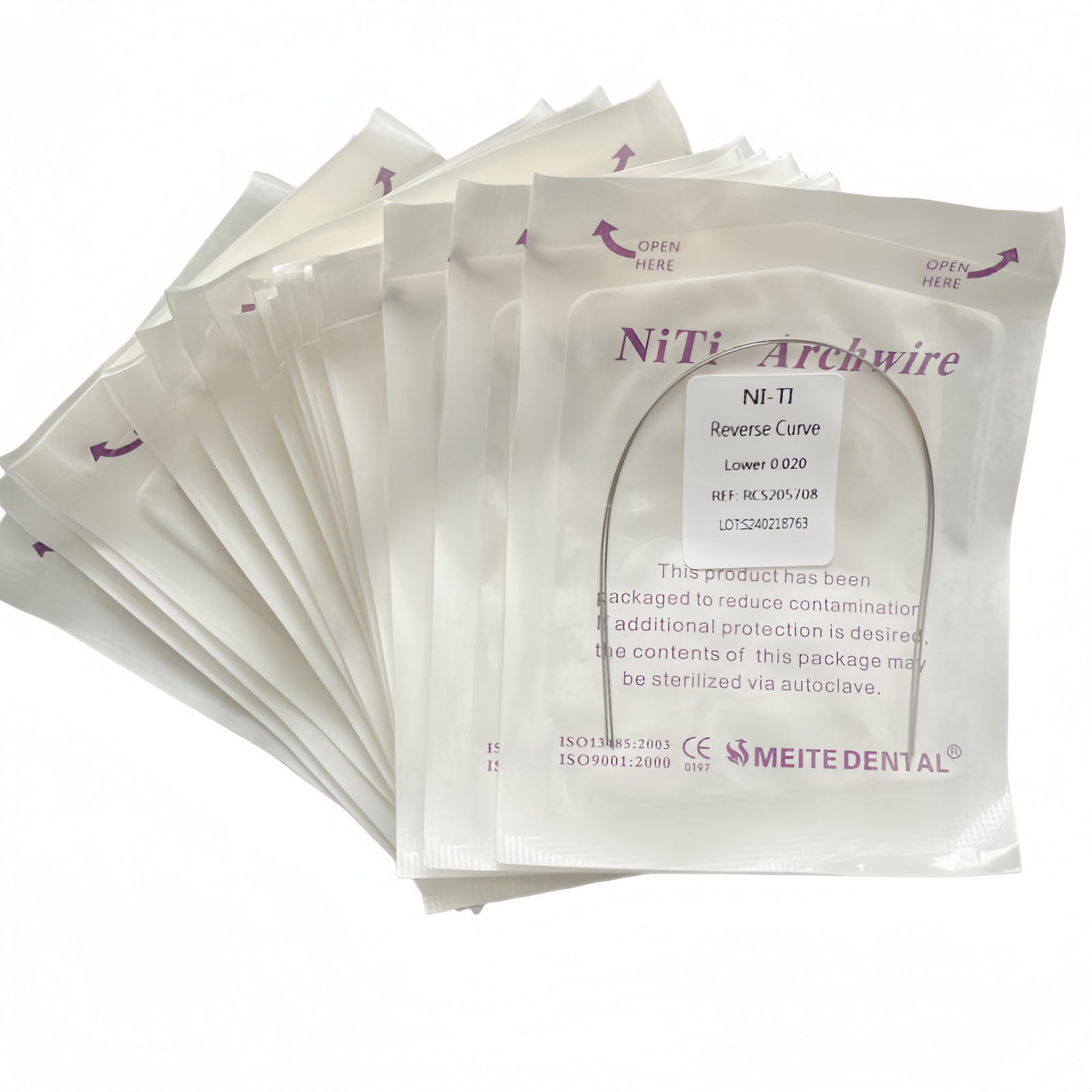 50Pk Dental Reverse Curve SuperElastic NITI Arch Wire 12/14/16/18/20 Upper/Lower