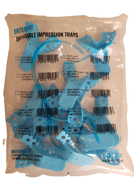 Disposable Perforated Dental Impression Trays. All Sizes available (12 pcs/bag)