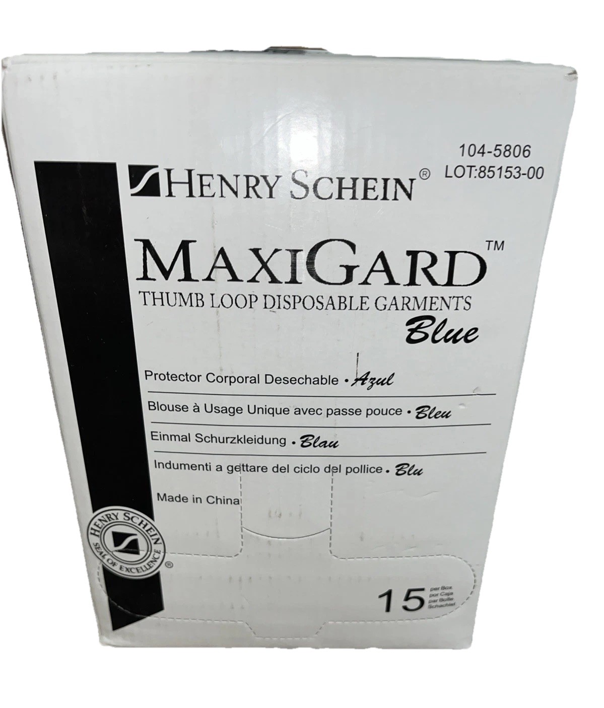 Henry Schein MaxiGard Blue Thumb Loop Disposable Garments -15 Blue 104-5806 H1