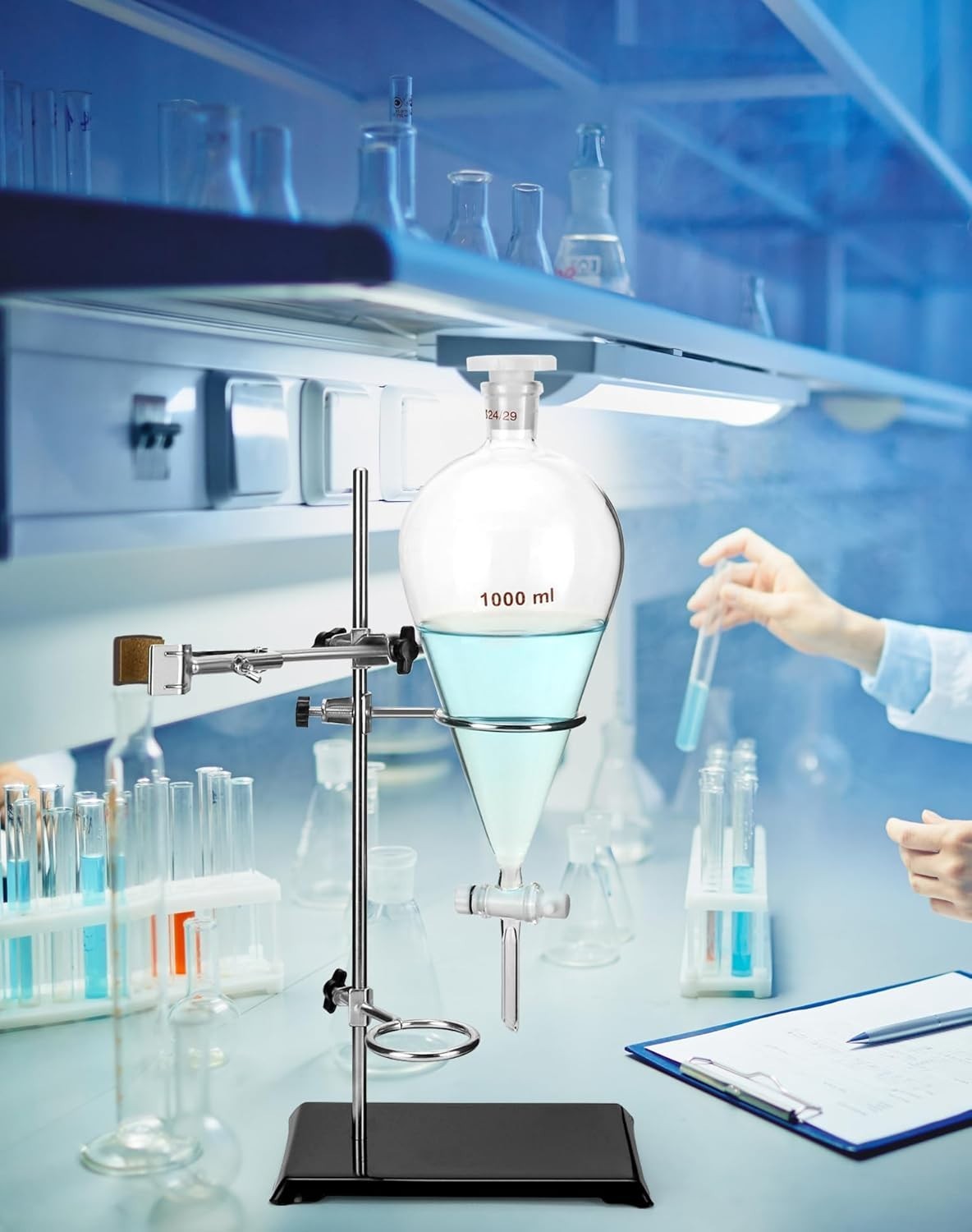 Complete Laboratory Titration Setup: 1000ml Funnel and Heavy Duty Support Rackt*