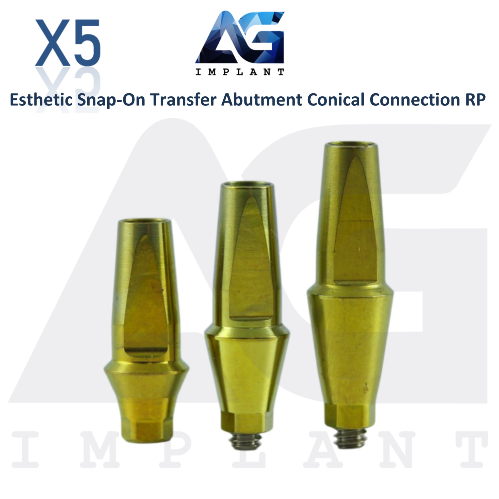 5 Dental Titanium Snap-On Transfer Prosthetic Conical Hex System RP 2.65mm