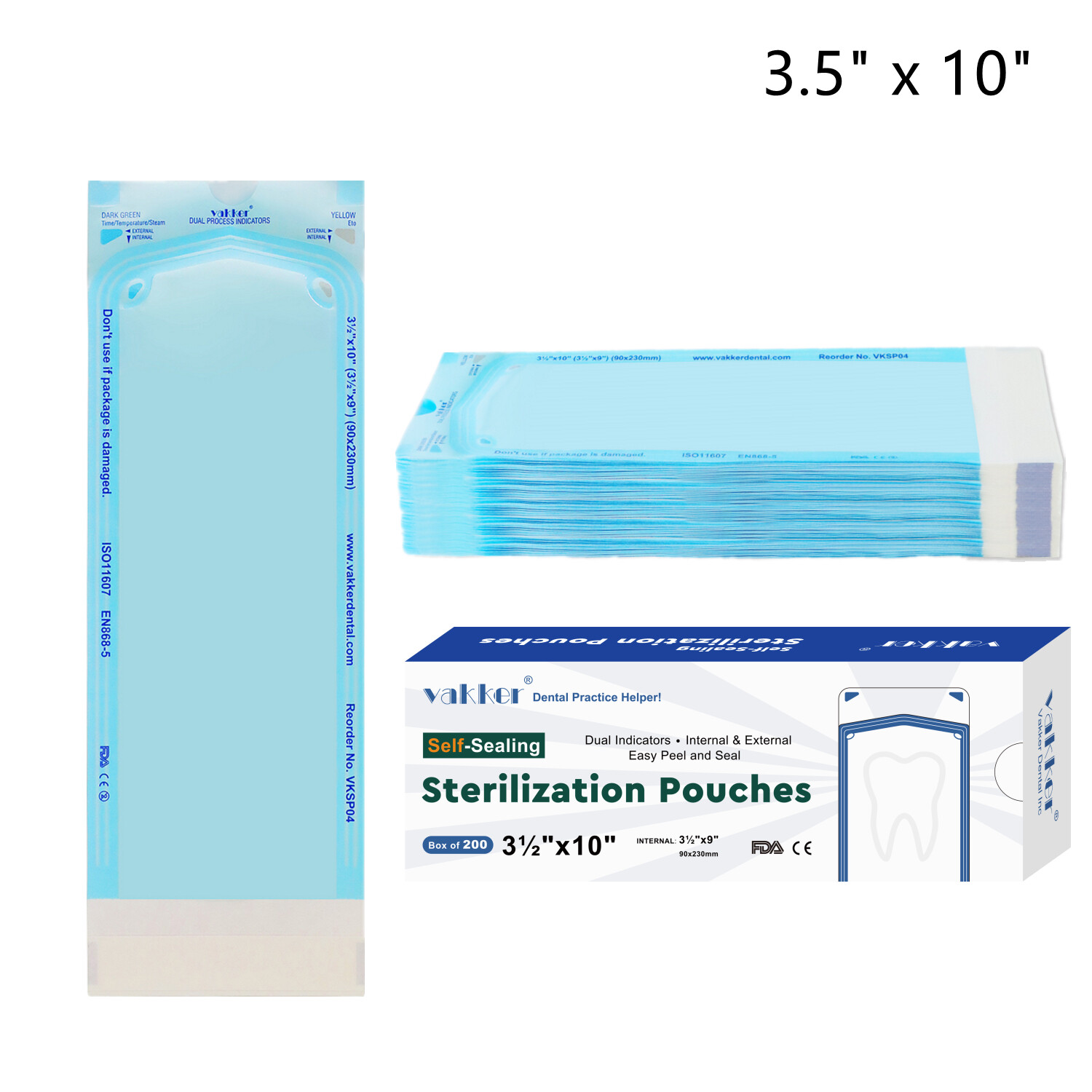 1000pcs 3.5″ x 10″ Self Sealing Sterilization Pouches Disposable Autoclave Bags