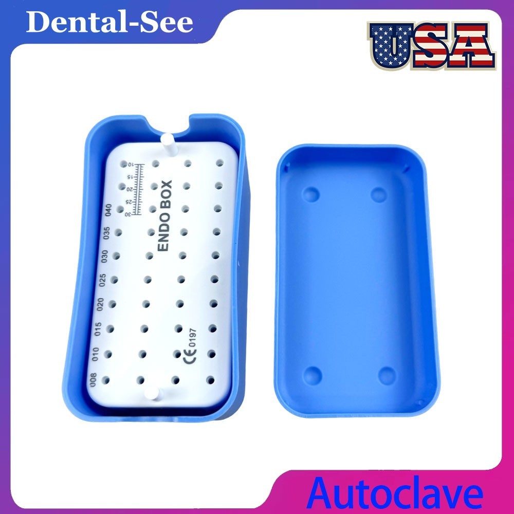 40Hole Dental Endo Files Bur Autoclave Storage Case Sterilization Box With Ruler