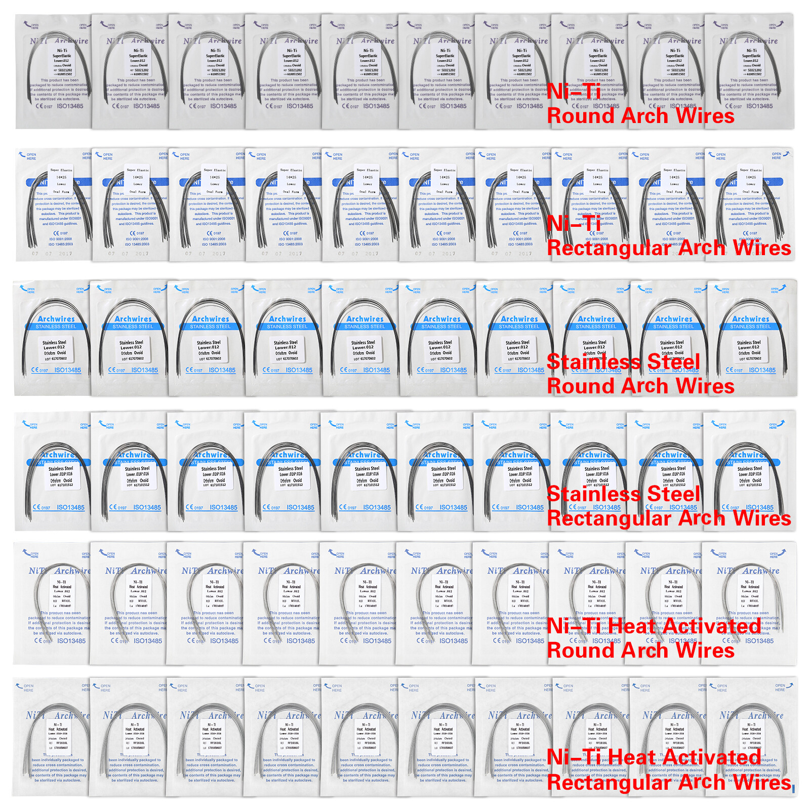 Ortho Round /Rectangular Arch Wires Niti/Stainless Steel/ Heat Thermal Activated