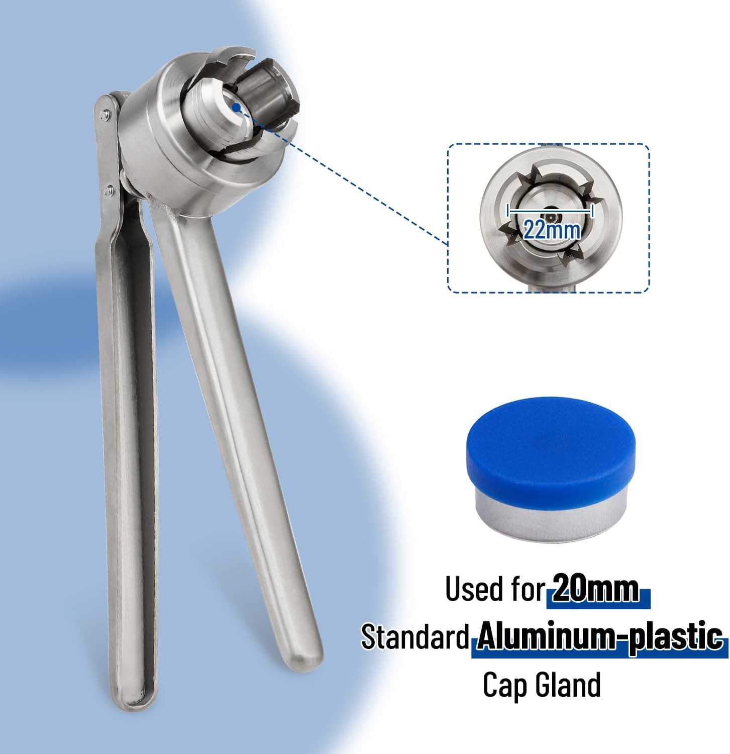 20mm Flip Vial Crimper, 100 Pcs Flip Caps and 100 Pcs Rubber Stoppers Are Includ
