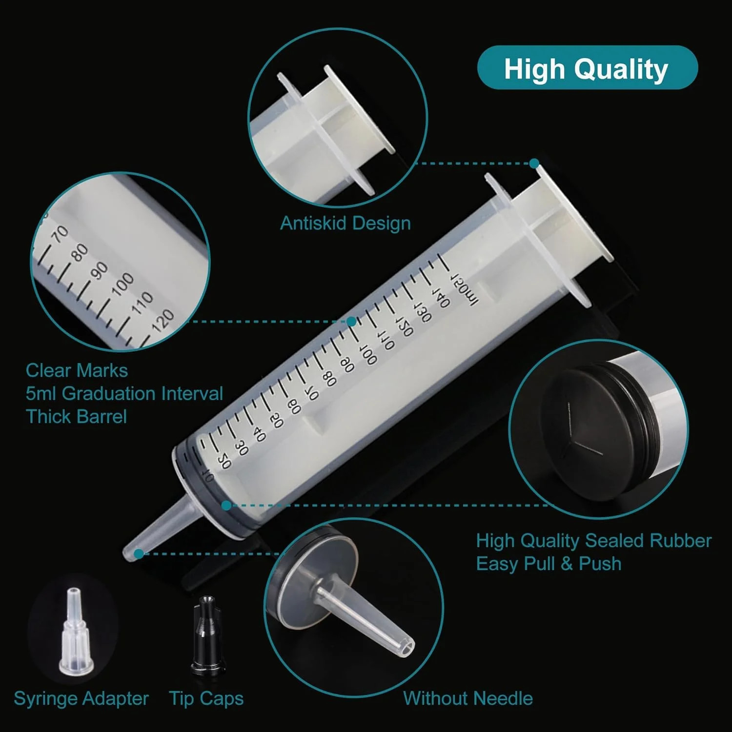 4Pack 150ml Large Syringe for Liquid – Big Plastic Syringes for Thick Liquids