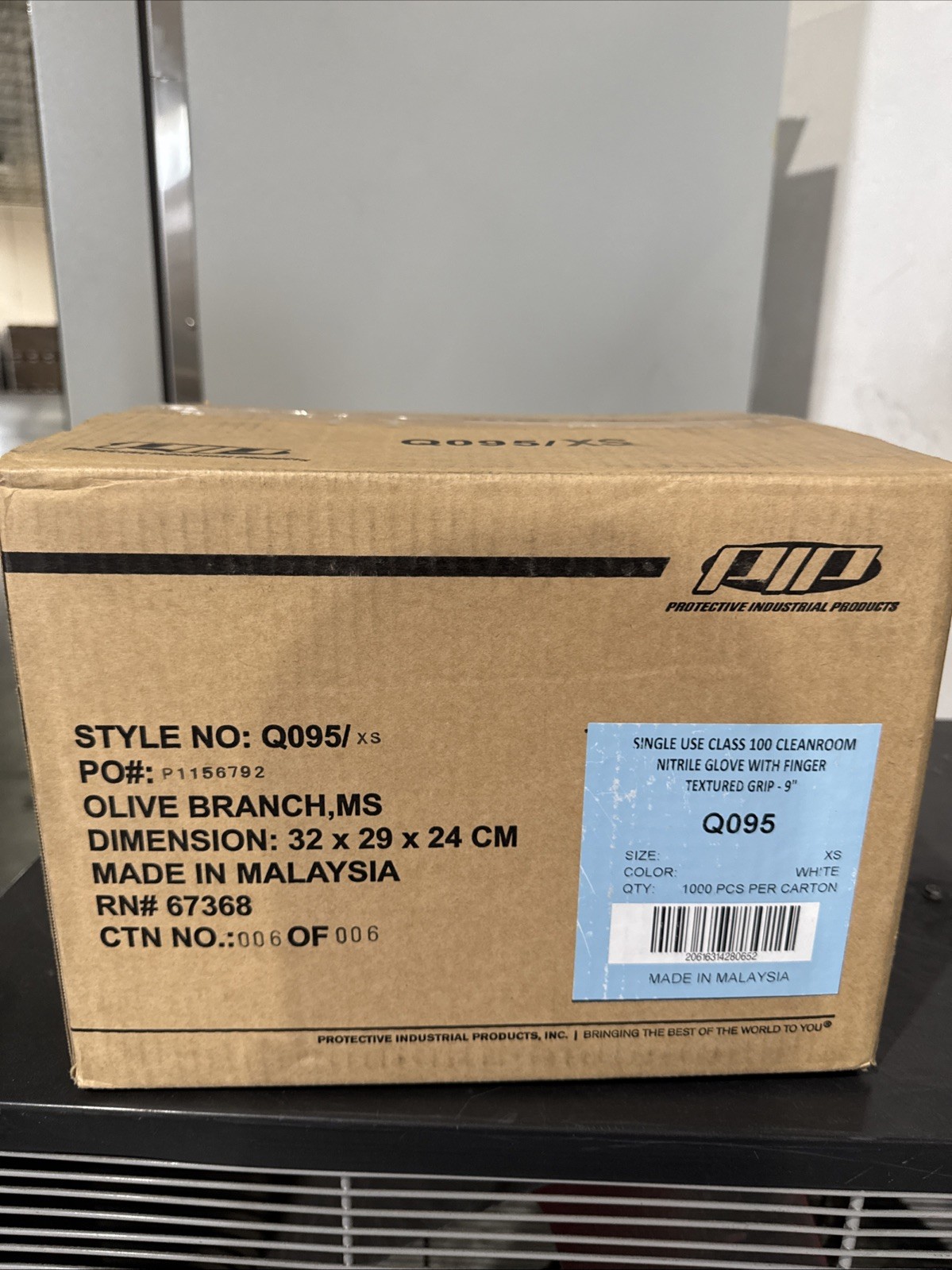Q095-XS Cleanroom Class 100 Textured Nitrile Single Use White Gloves