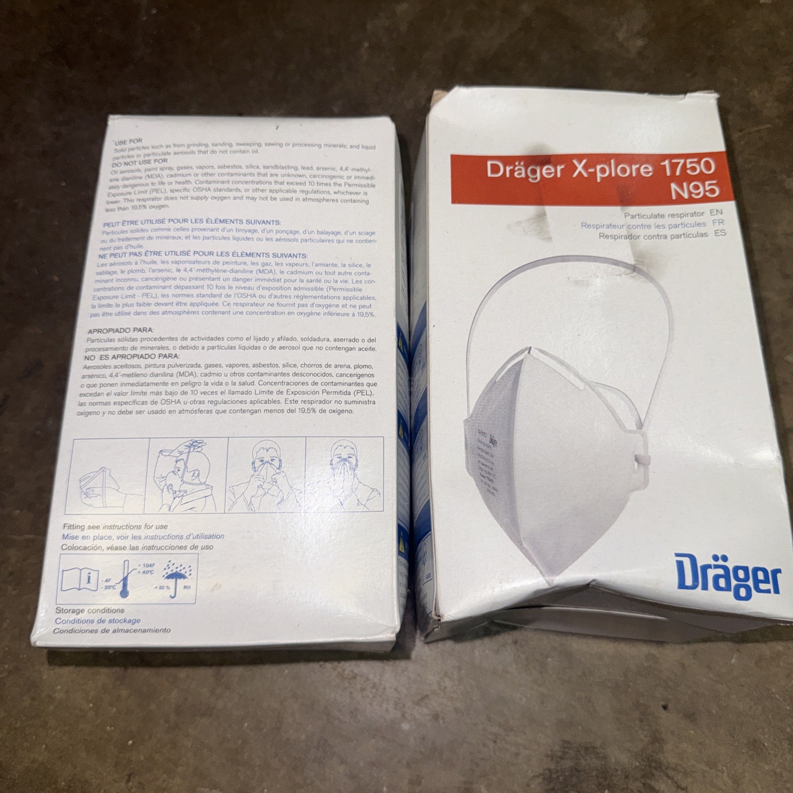 40 Masks Drager X-plore 1750 N95-40ct 2 Boxes 20 Each Brand New In Box 01/2025