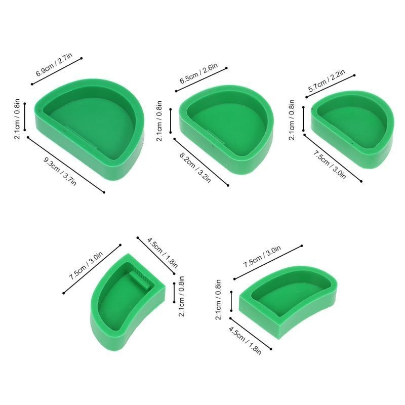 5 Pcs/Set Dental Lab Silicone Plaster Model Former Base Green Grinding Tool Mold