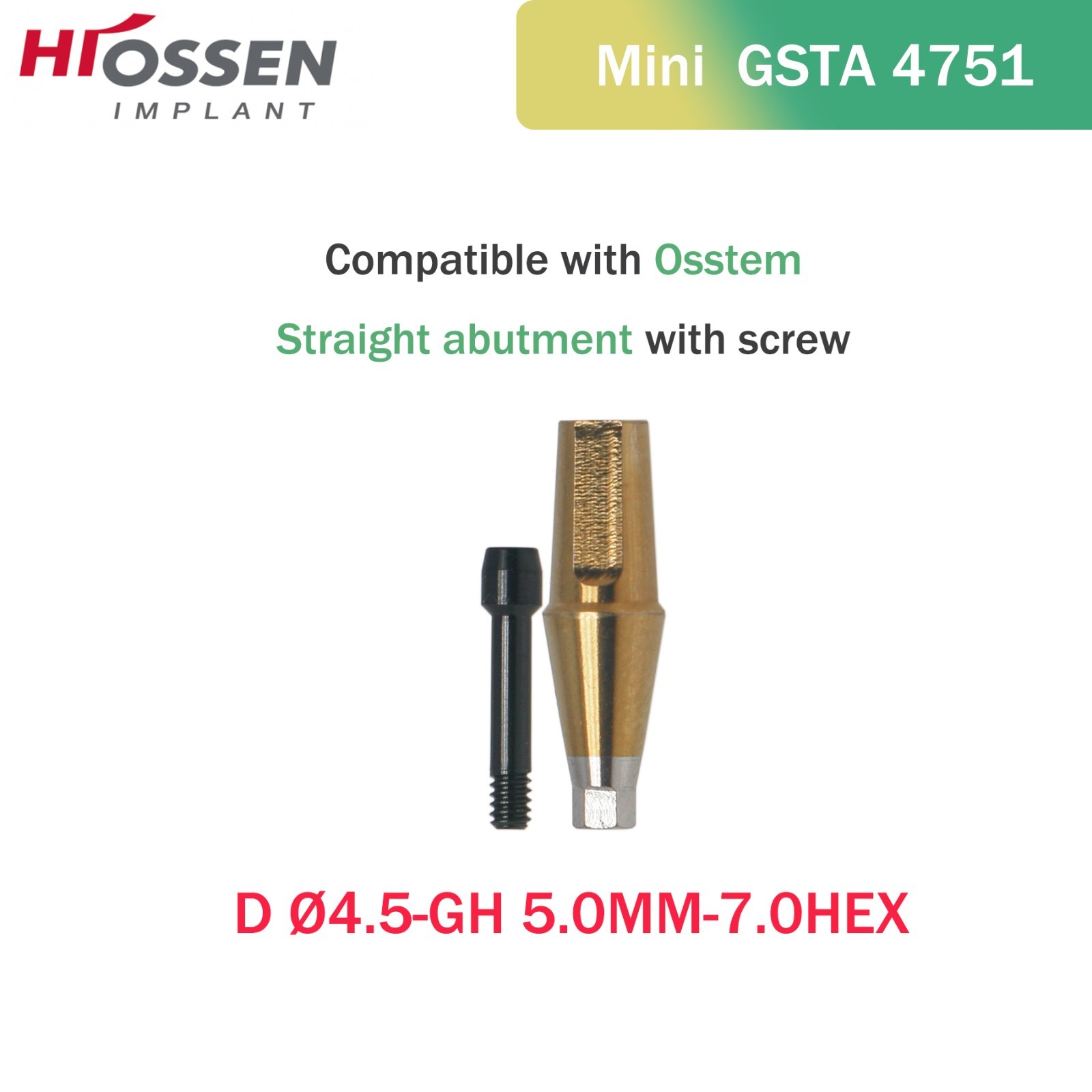 Hiossen Straight Transfer Abutment Components ET III SA Implant MINI/Regular Hex