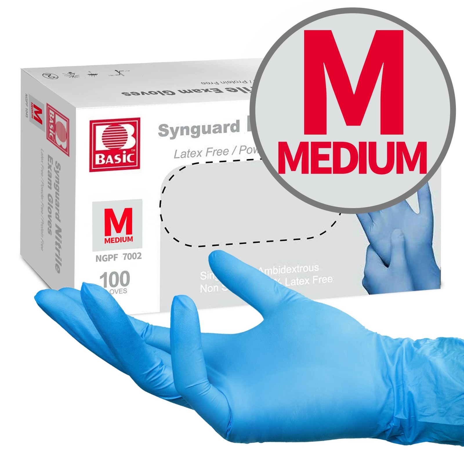 Basic Medical Blue Nitrile Exam Gloves – Medium (Pack of 100),