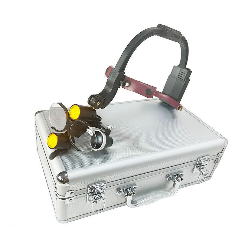 HYG-LP123 Dental 5W LED Wireless Headlamp + 2.5X Medical Loupes + 2 Batteries US