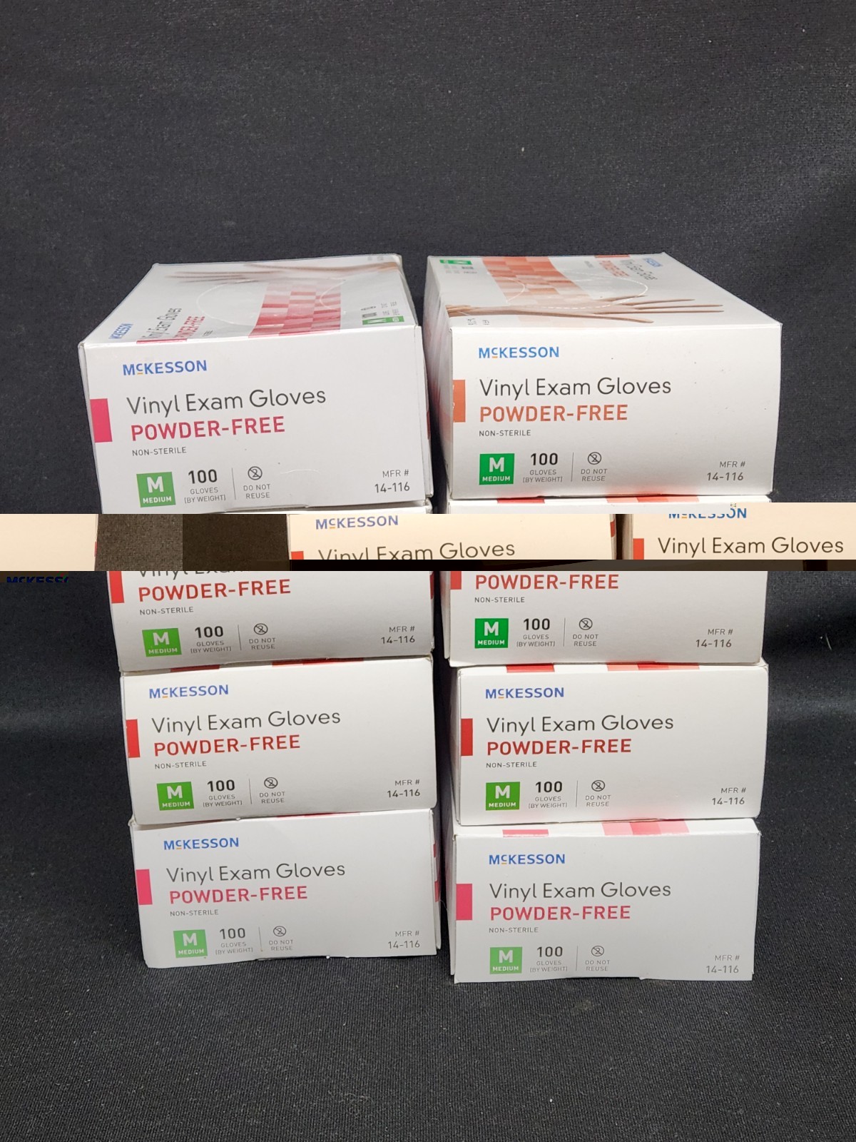 8 Boxes New McKesson Powder-Free Vinyl Exam Gloves | Medium | 800 Count (14-116)