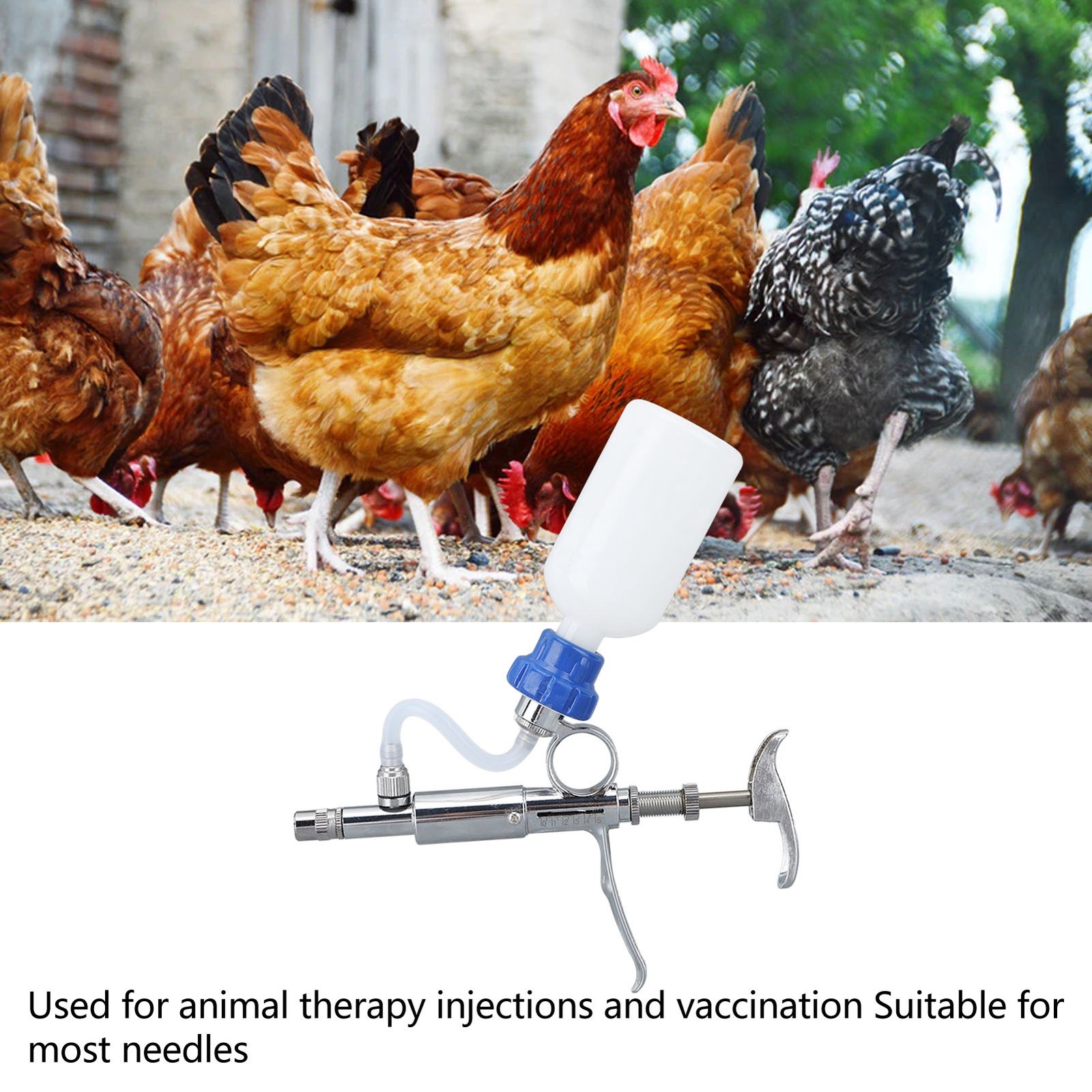 Adjustable Continuous Injection Syringe Stainless Steel Plastic Animal US