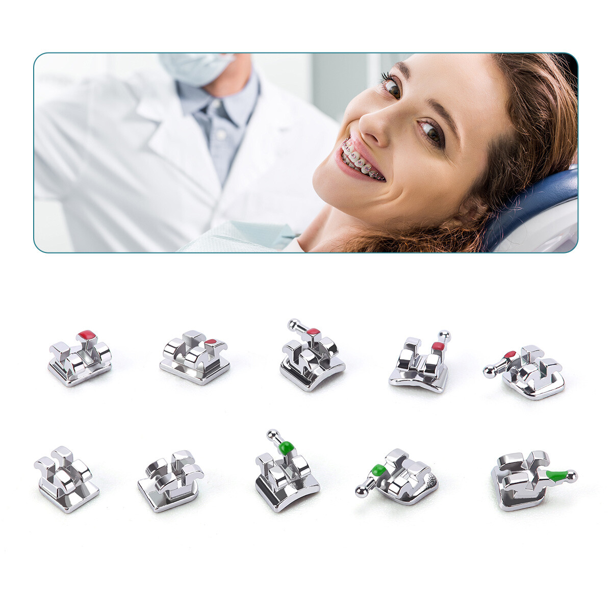 Dental Orthodontic Monoblock Brackets Braces Mini Roth/MBT 0.022/0.018 3/345 Hk