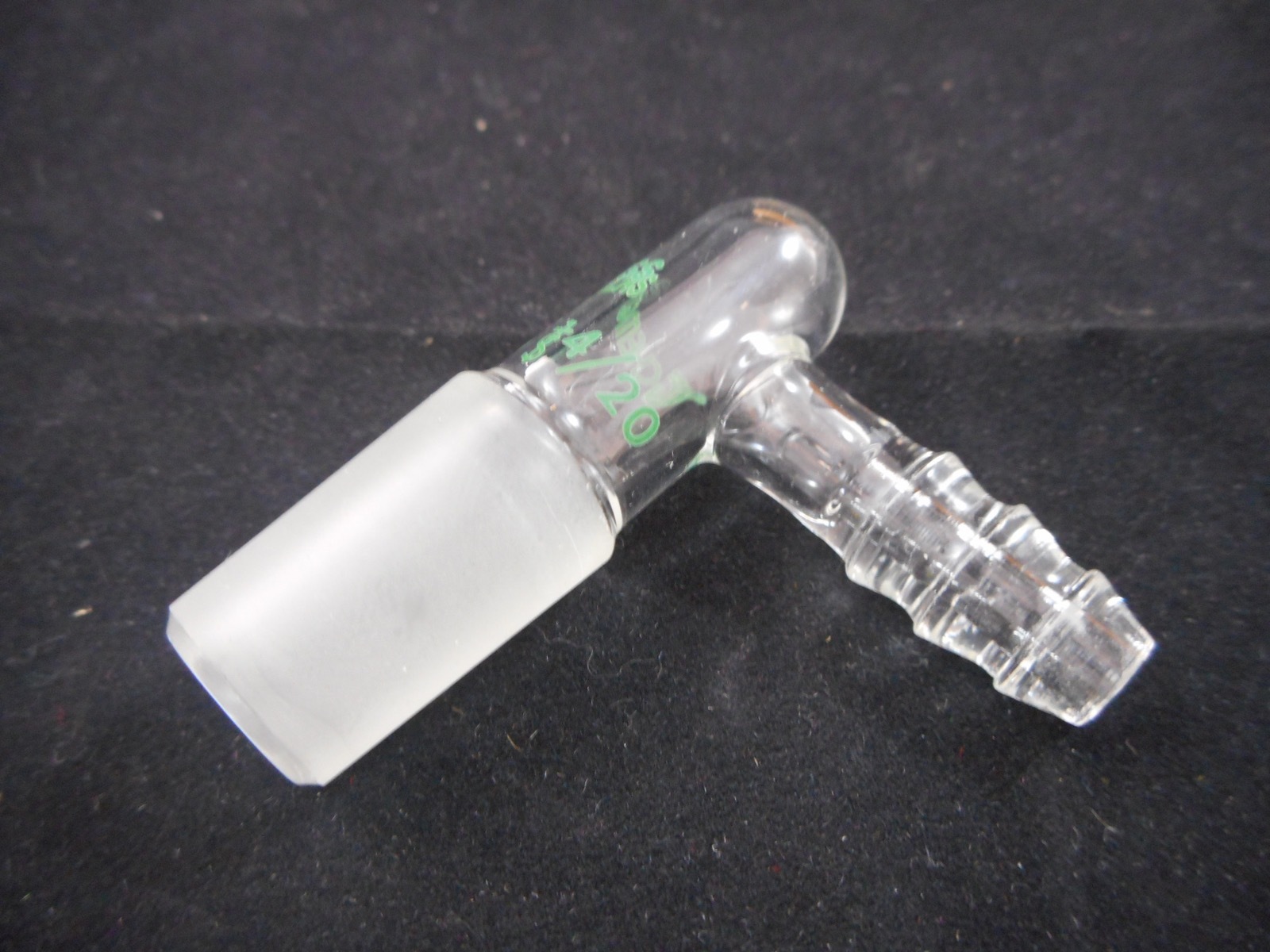 CHEMGLASS Glass 90° Bent Inlet Adapter 14/20 Inner Joint CG-1014-14