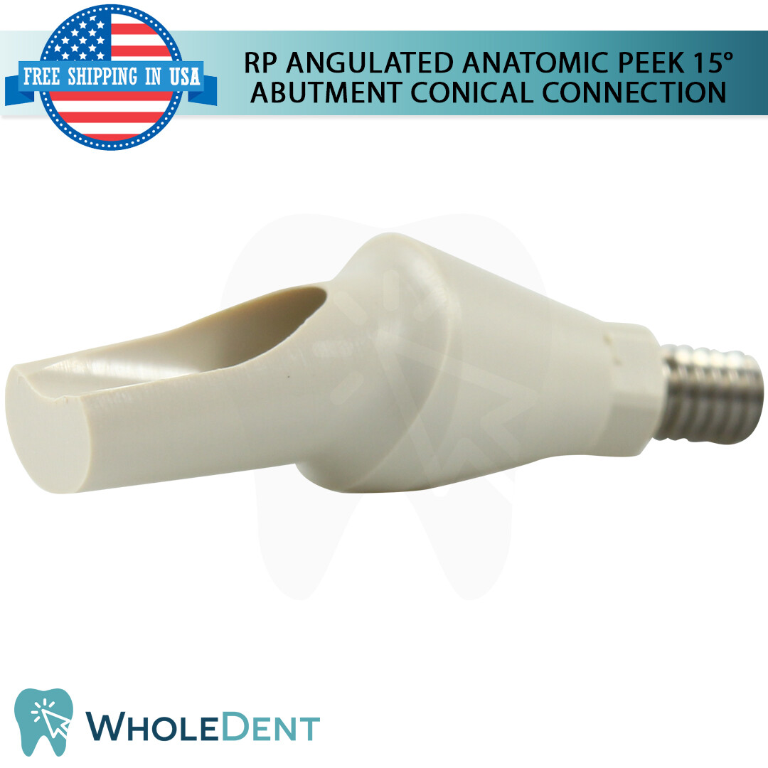 5x Dental Angulated 15° Anatomic Temporary Peek Prosthetic RP Conical 2.65mm