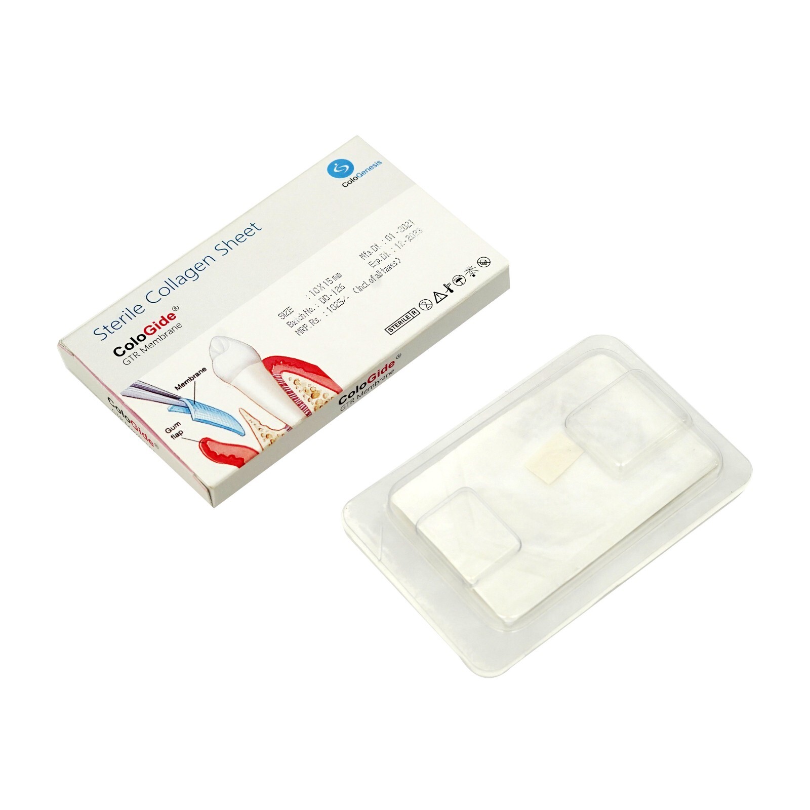 Pack of 10 New Colo Gide Sterile Collagen Sheet GTR Membrane 10 x 15mm Free Ship
