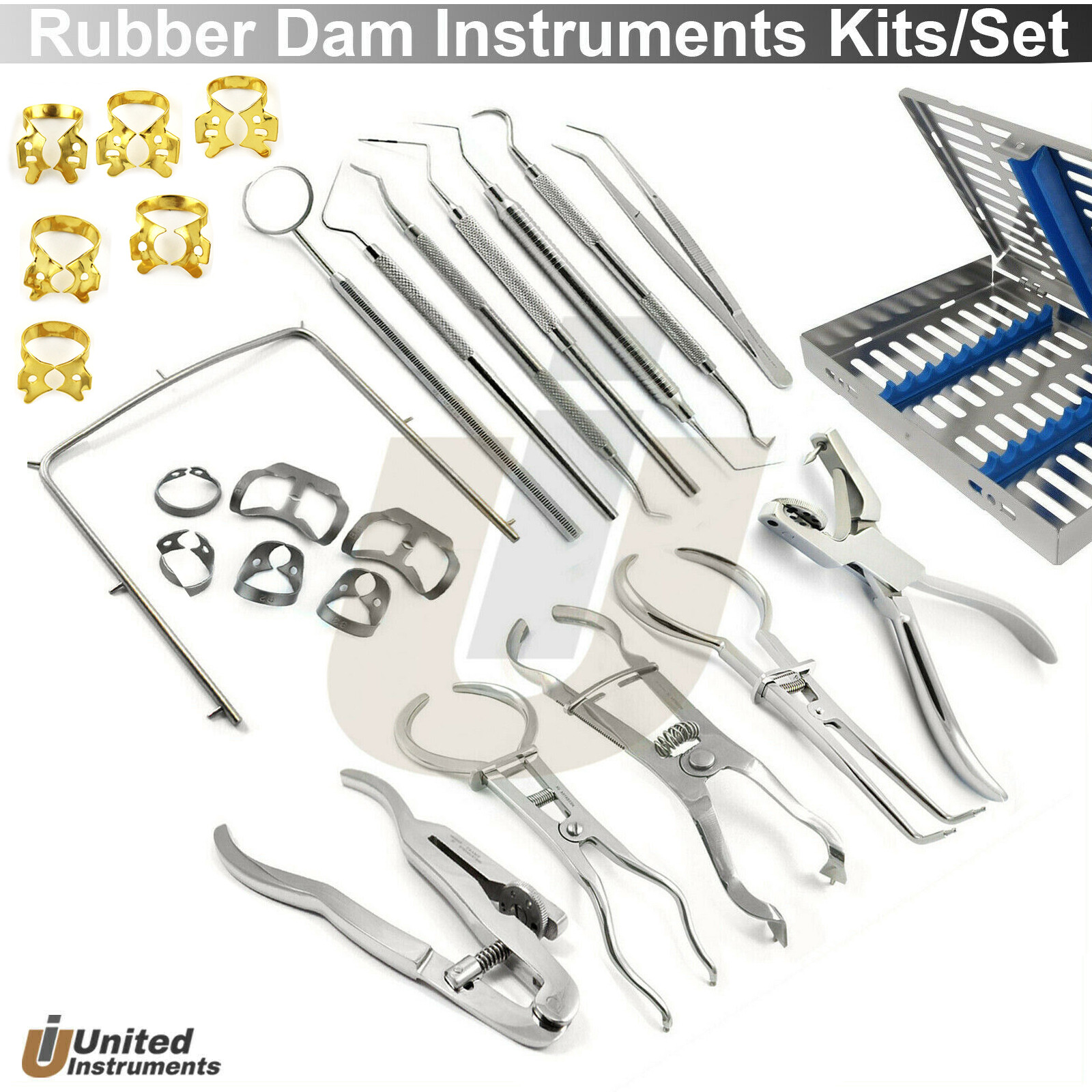 Endodontic Complete Kits Dental Rubber Dam Instruments Sets Brinker Clamp Pliers