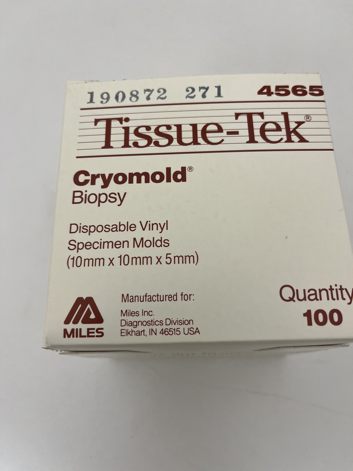 New, Sakura Cryomold ® Standard #4565, 10x10x5 mm, 100 per Pack