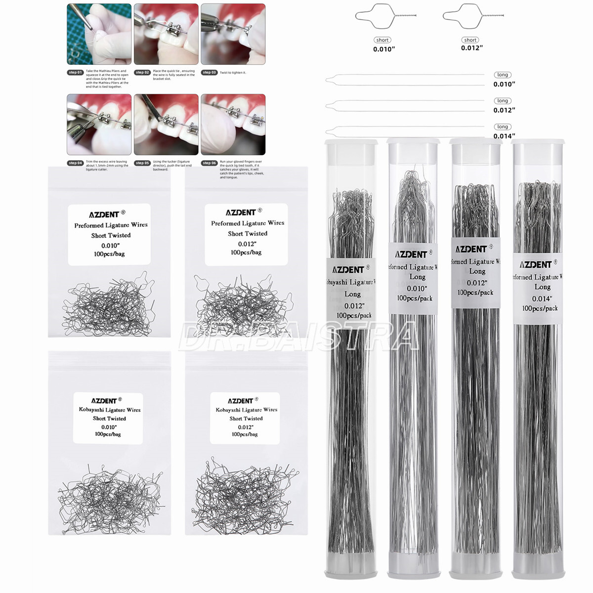 Dental Ortho Wire Preformed Ligature Ties Long Short Twist/Lingual Retainer Wire