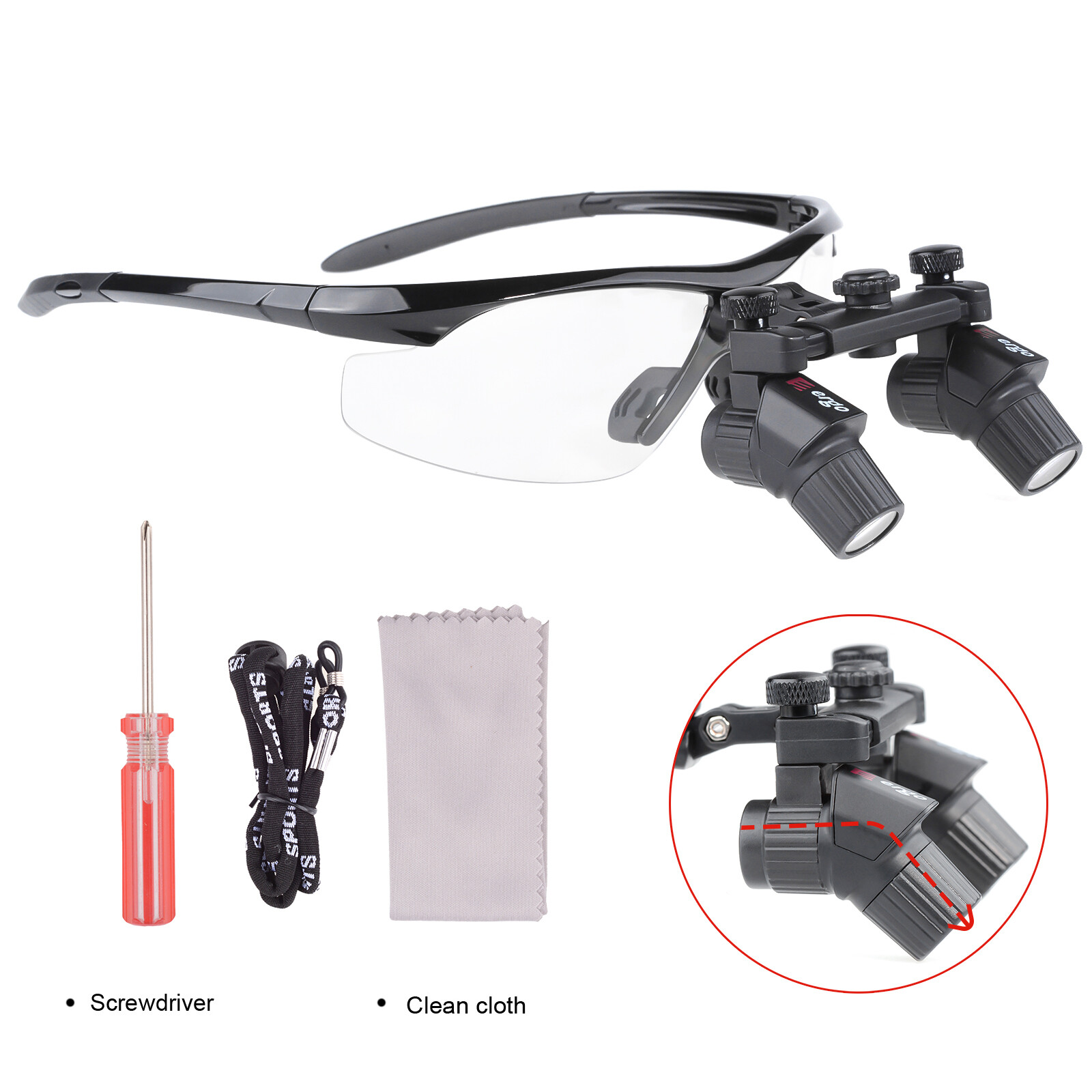 4.0X Ultra-light Ergonomic Dental Binocular Loupes Surgical Loupe Titanium Frame