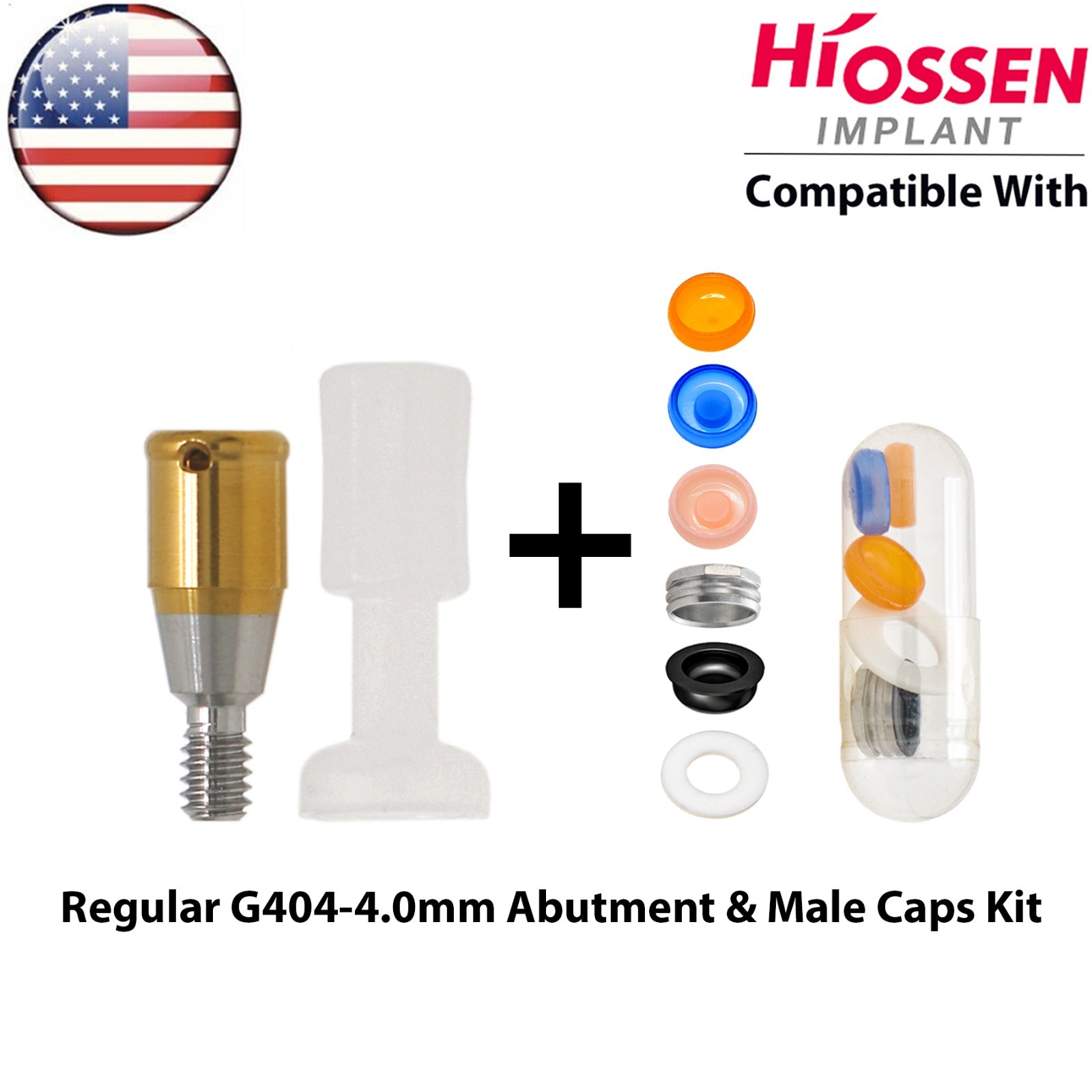 US Fits Hiossen Osstem Overdenture Locator Abutment Regular Mini & Male Caps Kit