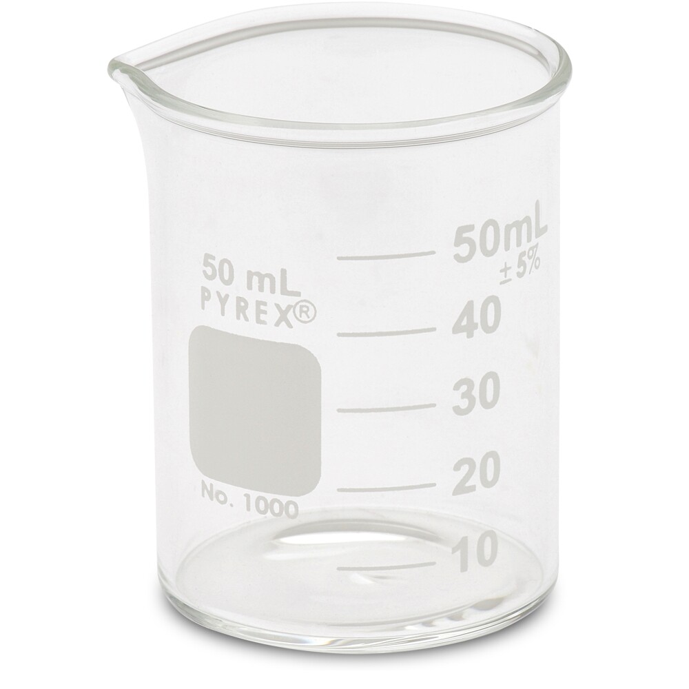 50ml Glass Beaker, Griffin Low Form, Graduated, PYREX 1000-50 (Pack 48)