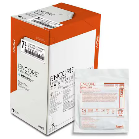 Ansell 330104 Encore, Disposable Gloves, 2.8 Mil Palm, Latex, Powder-Free, 6,