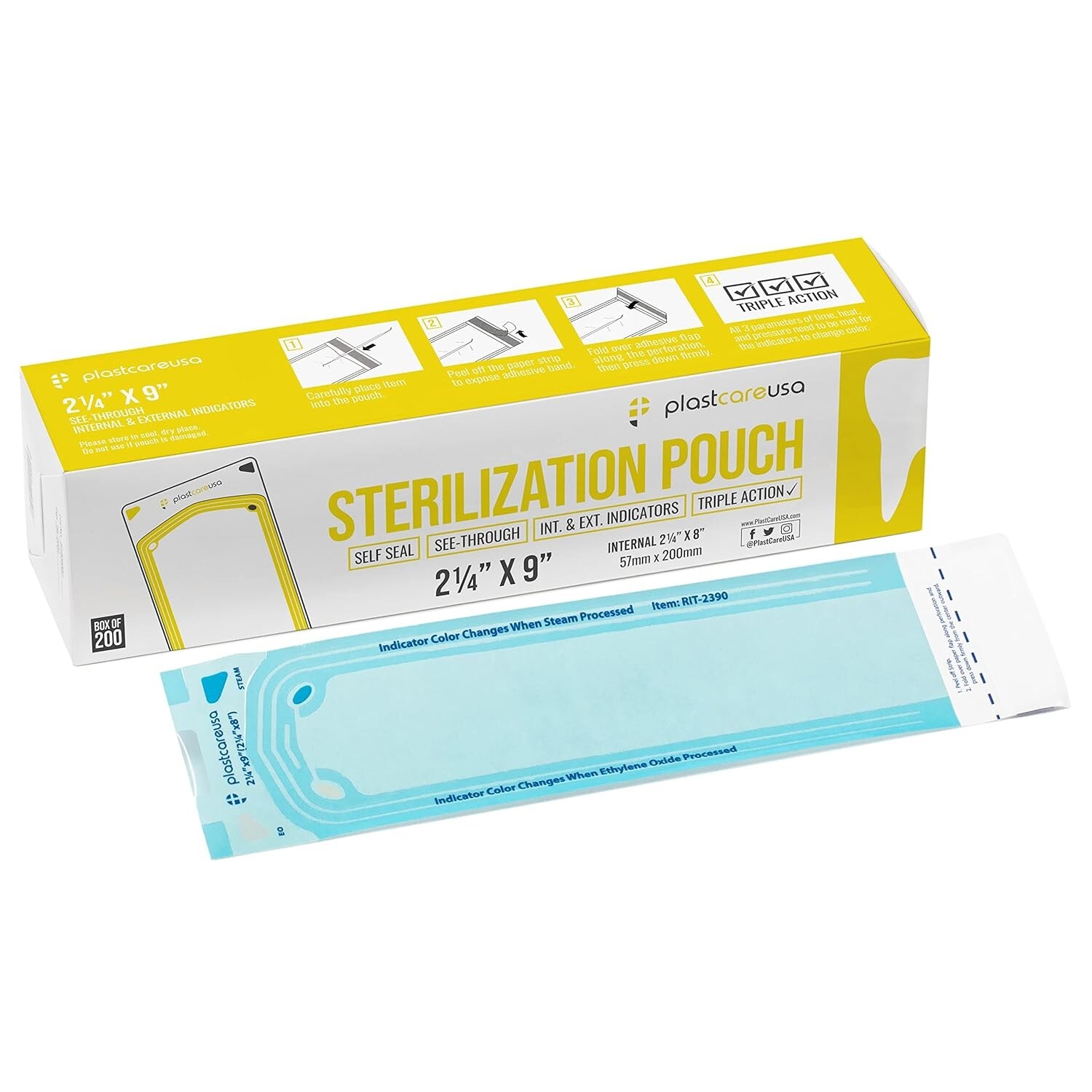 200 bolsas de esterilización de 225 x 9 bolsas esterilizadoras para autoclave