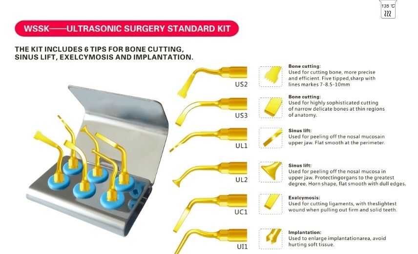 Dental Piezo Bone Tips Surgery U Tip Fits EMS Woodpecker Mectron NSK Handpiece
