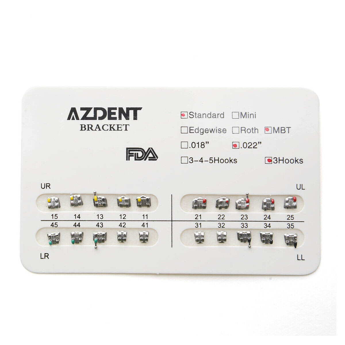10 Packs Dental Orthodontic Standard/ Min Brackets Roth/MBT/Edgewise With Hooks