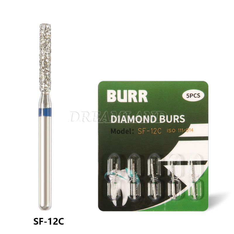 100 PCS SF-12C 837-014C Flat End Cylinder Green Coarse FG Dental Diamond Burs