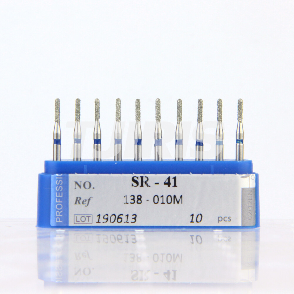 10Pcs Dental Diamond Burs FG Standard Round End Cylinder Grit Burs SR Type