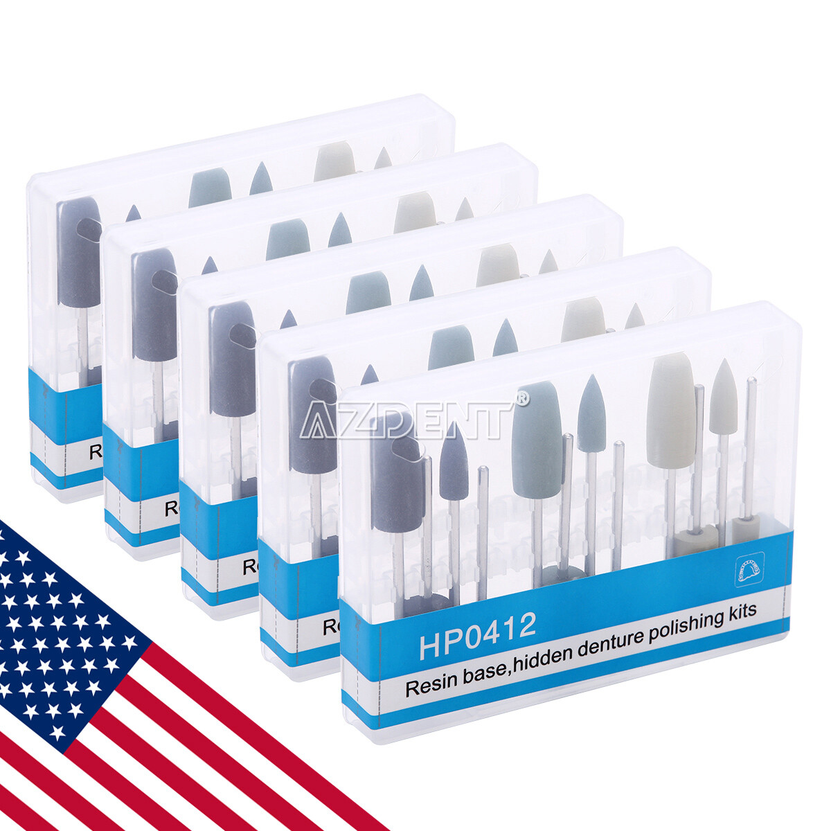 12pcs/box Dental SILICONE Polishers Resin Base Acrylic Polishing Burs 2.35mm US