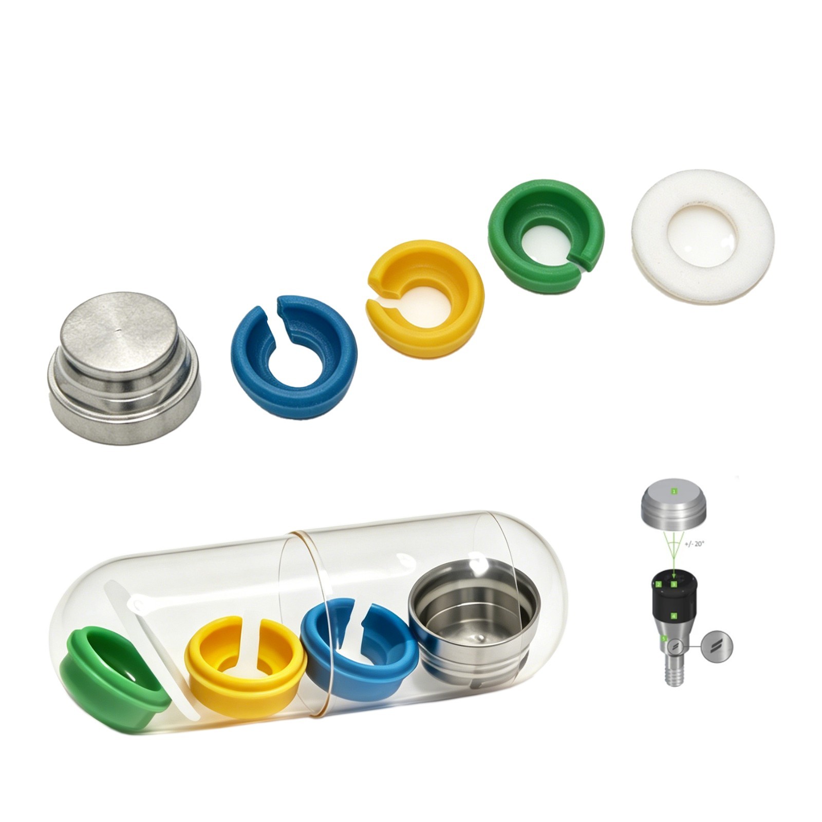 Novaloc Retention Inserts Caps & Mounting&Demounting Tool for Dental Overdenture