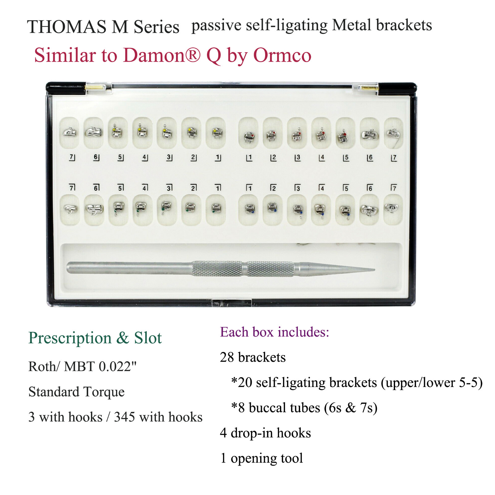 Dental Orthodontic Brackets Braces Mini Standard Roth MBT.022 Damon Q Empower