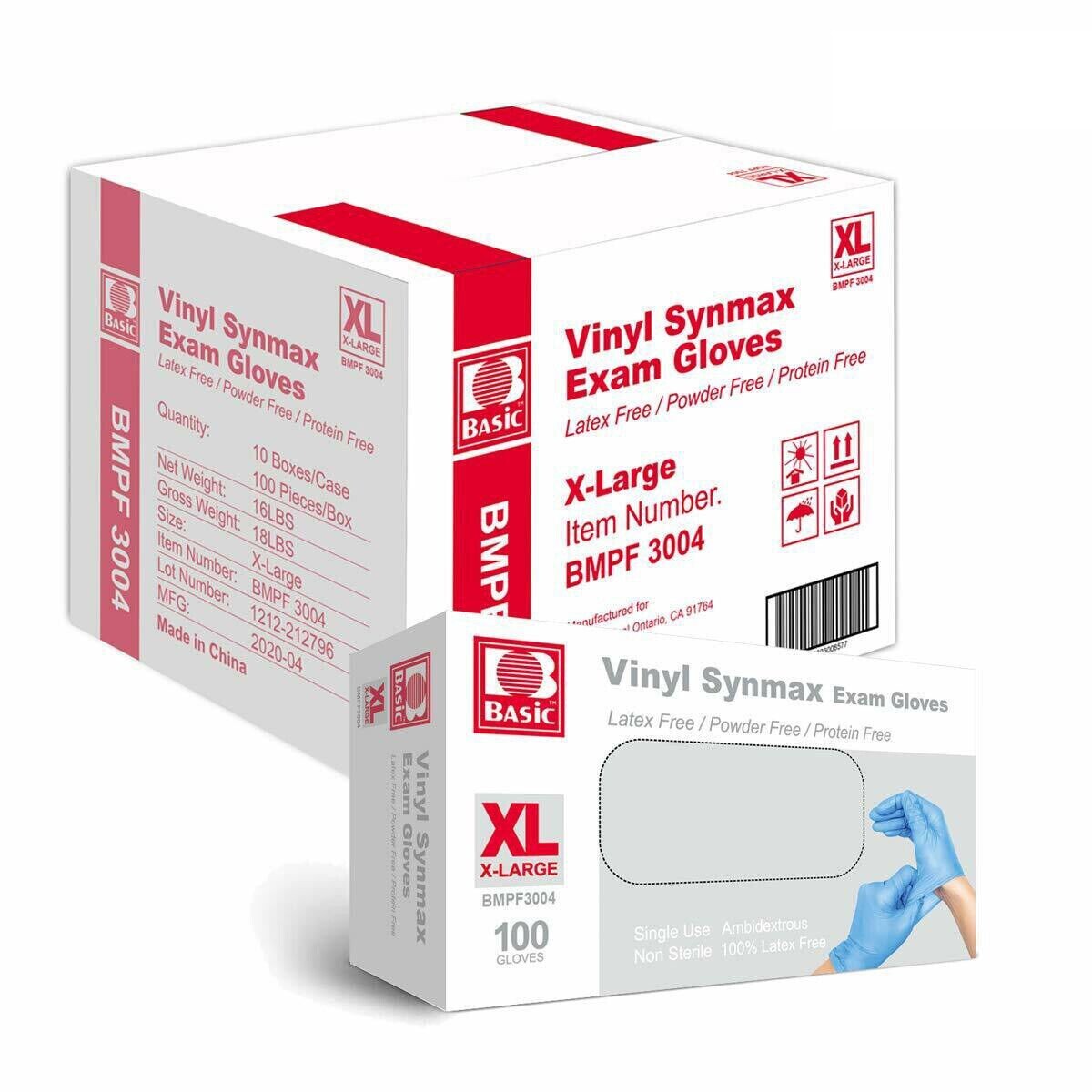 Basic 1000 PCS Blue Vinyl Exam Gloves XL-SIZE