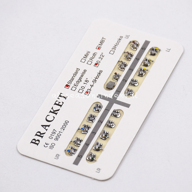 Dental Ortho Brackets Braces Metal Standard MBT 0.22»Slot 345 Hooks 1 Set/20Pcs