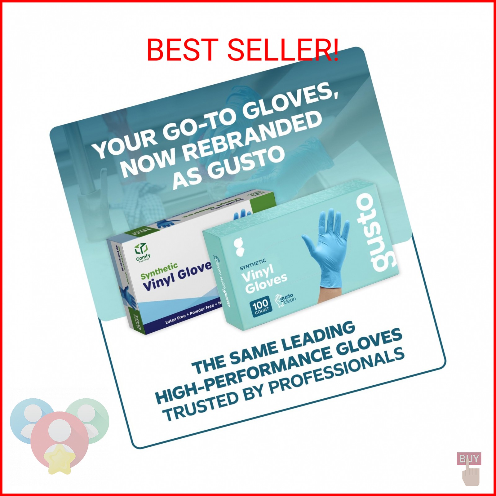 Comfy Package Synthetic Vinyl Disposable Gloves [100 Count] Powder & Latex Free,