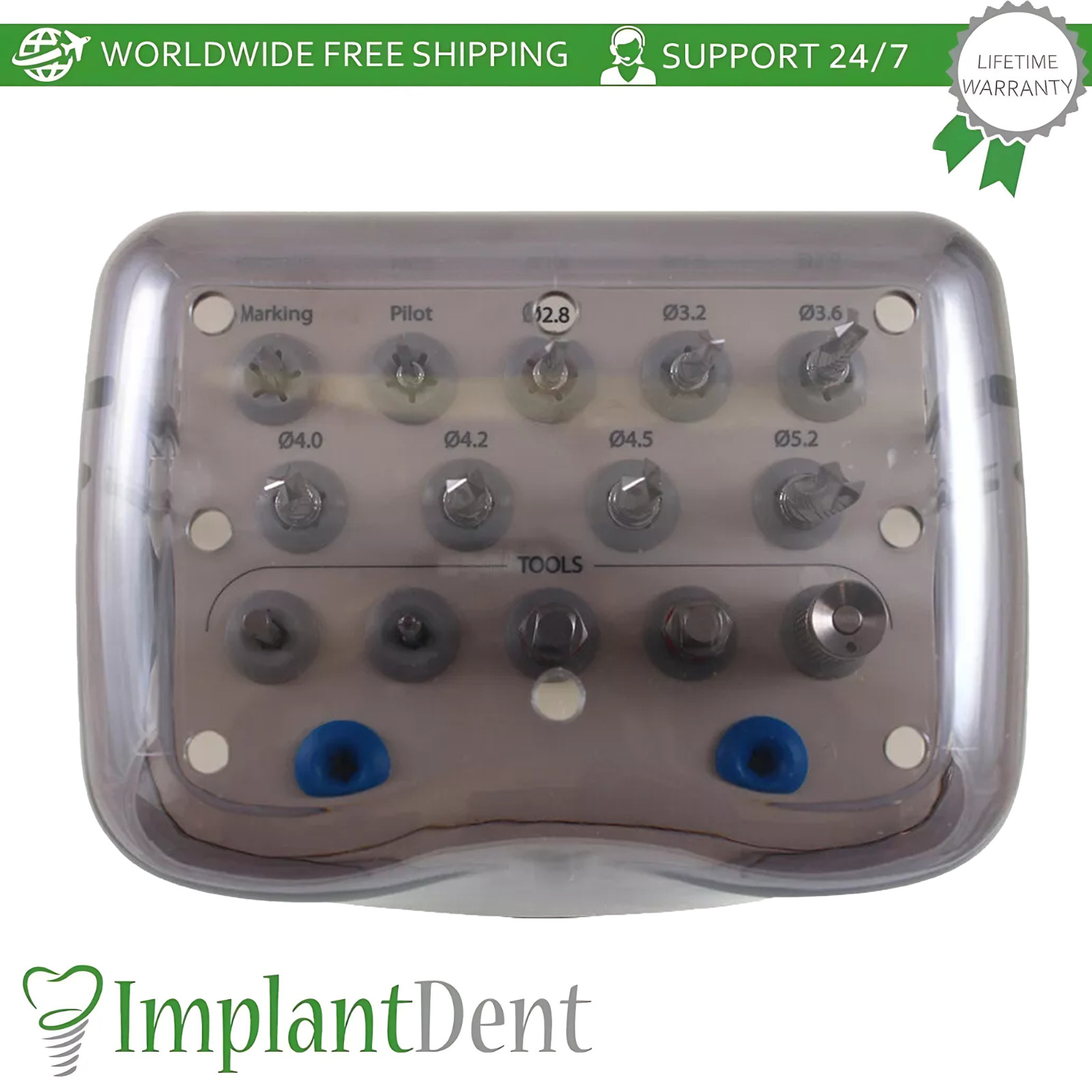 Dental Basic Mini Kit Box Conical Connection Plastic Stainless Steel Lab Tool