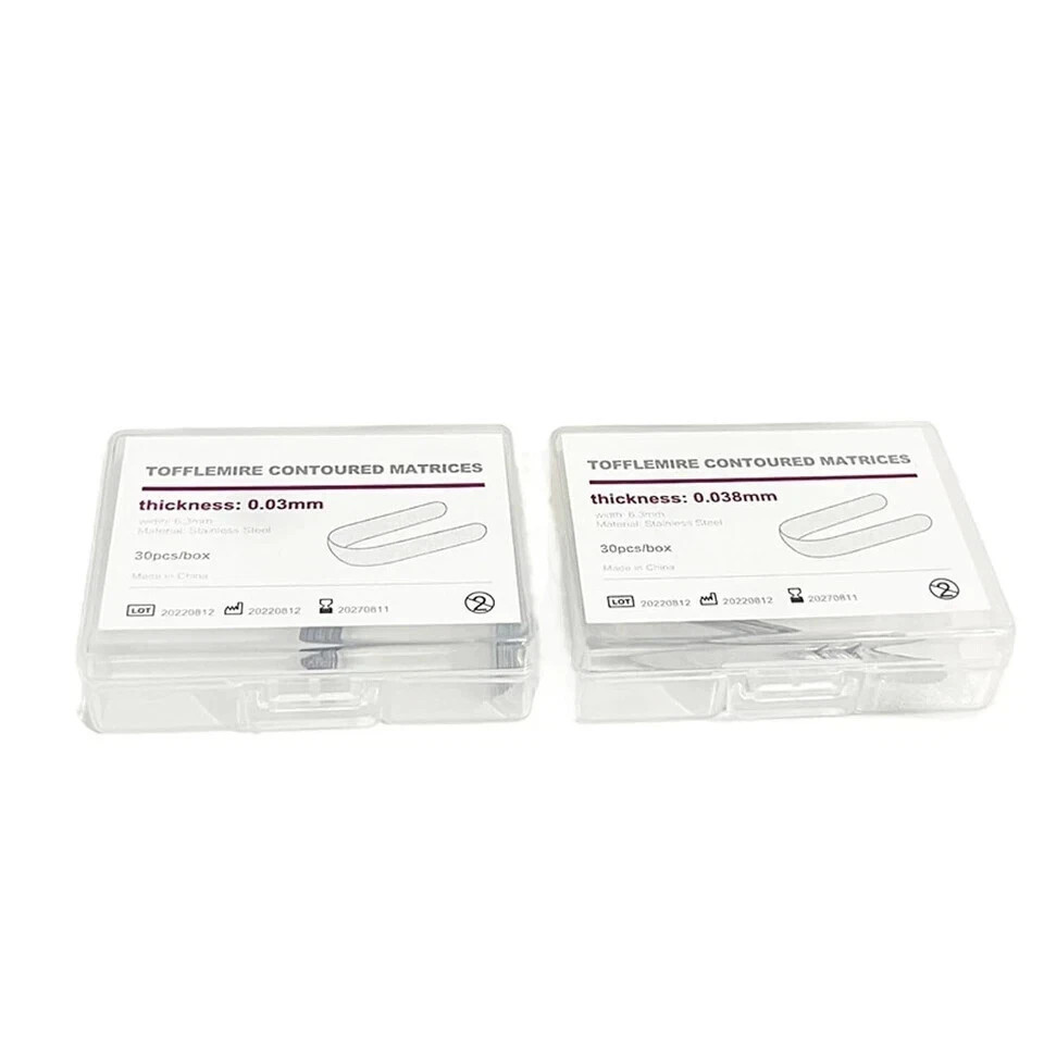 30 Pcs/Box Dental Double-Side Stainless Steel Matrices Matrix Bands 0.03/0.038mm