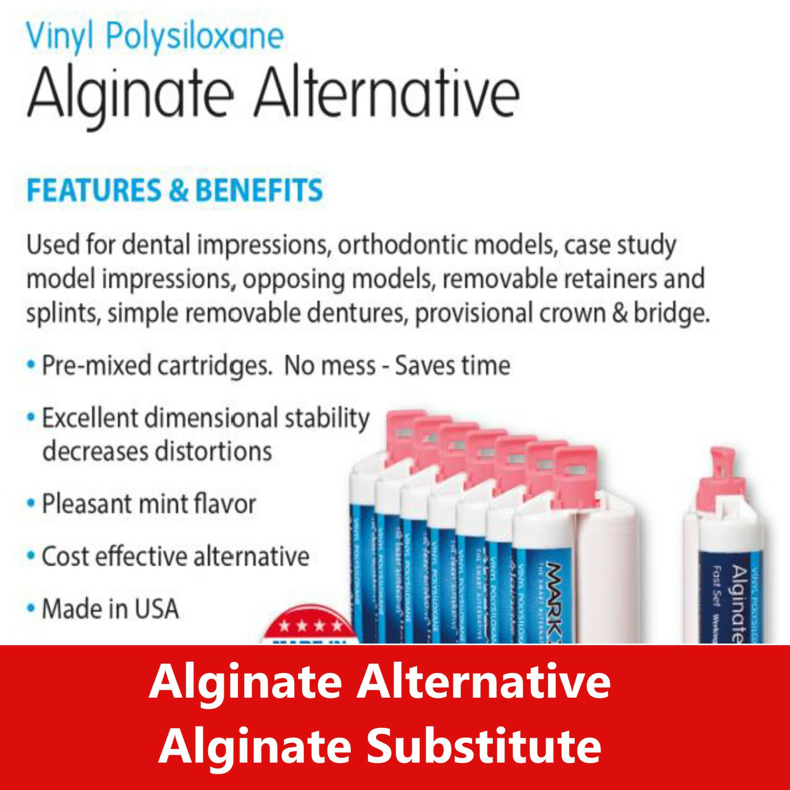 Alginate Substitute Alternative 8 x 50mL or 4 Cartridges, Regular Set – 9010 USA