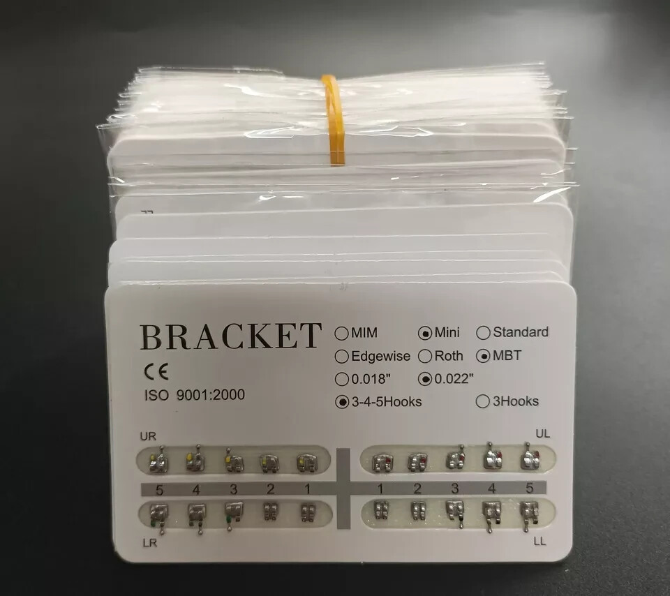 100Sets Dental Orthodontic Brackets Braces Metal Min MBT .022 Hook 3 4 5 Hooks