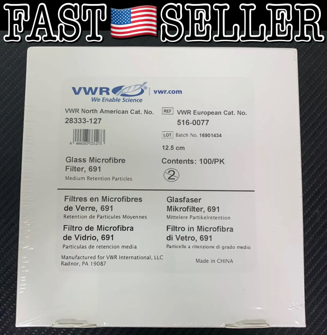 100-Pack VWR 28333-127 Glass Microfiber Filters Grade 691 Medium Retention