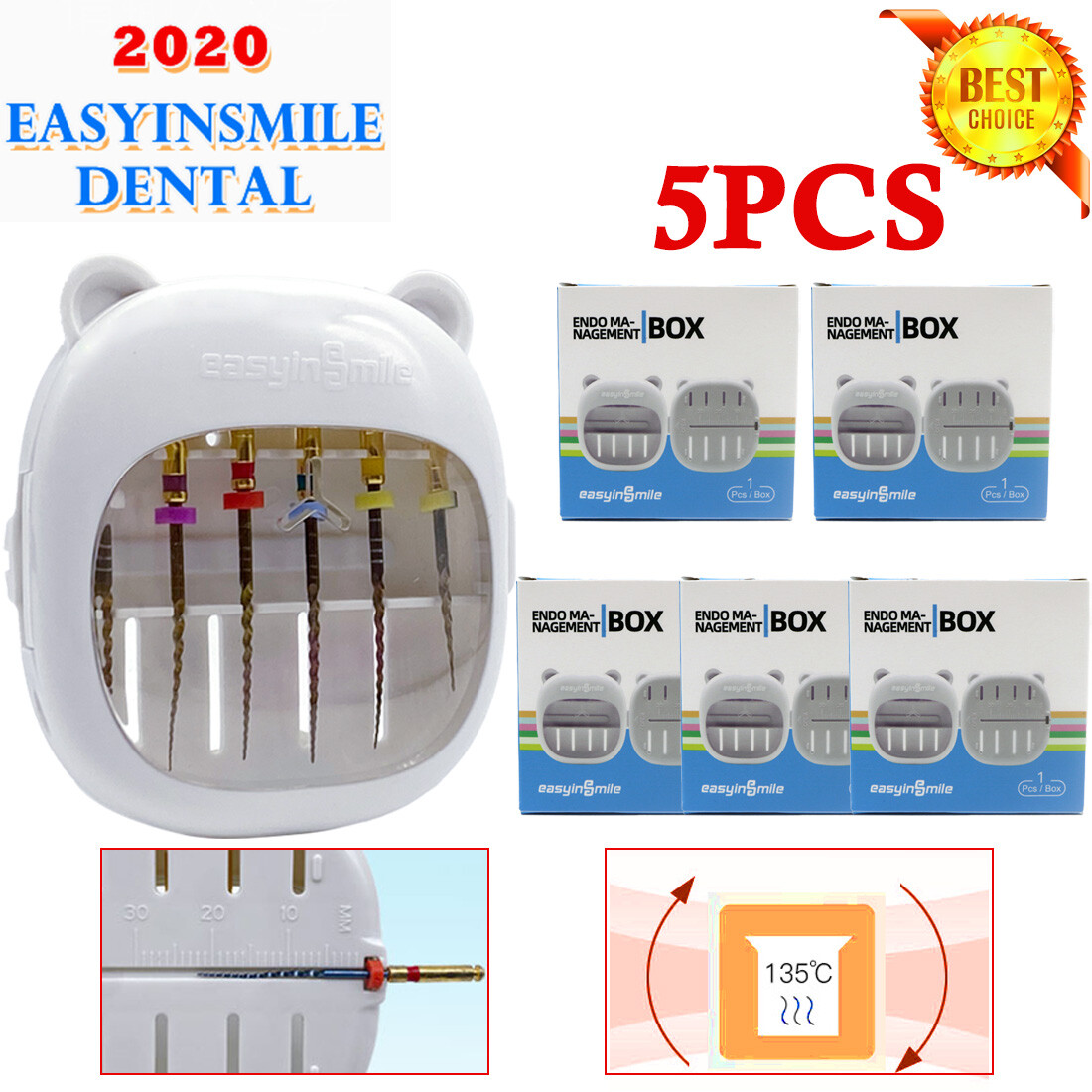 5Pcs Dental Root Endo Files Organizer Ruler Box Measuring Block Autoclavable USA