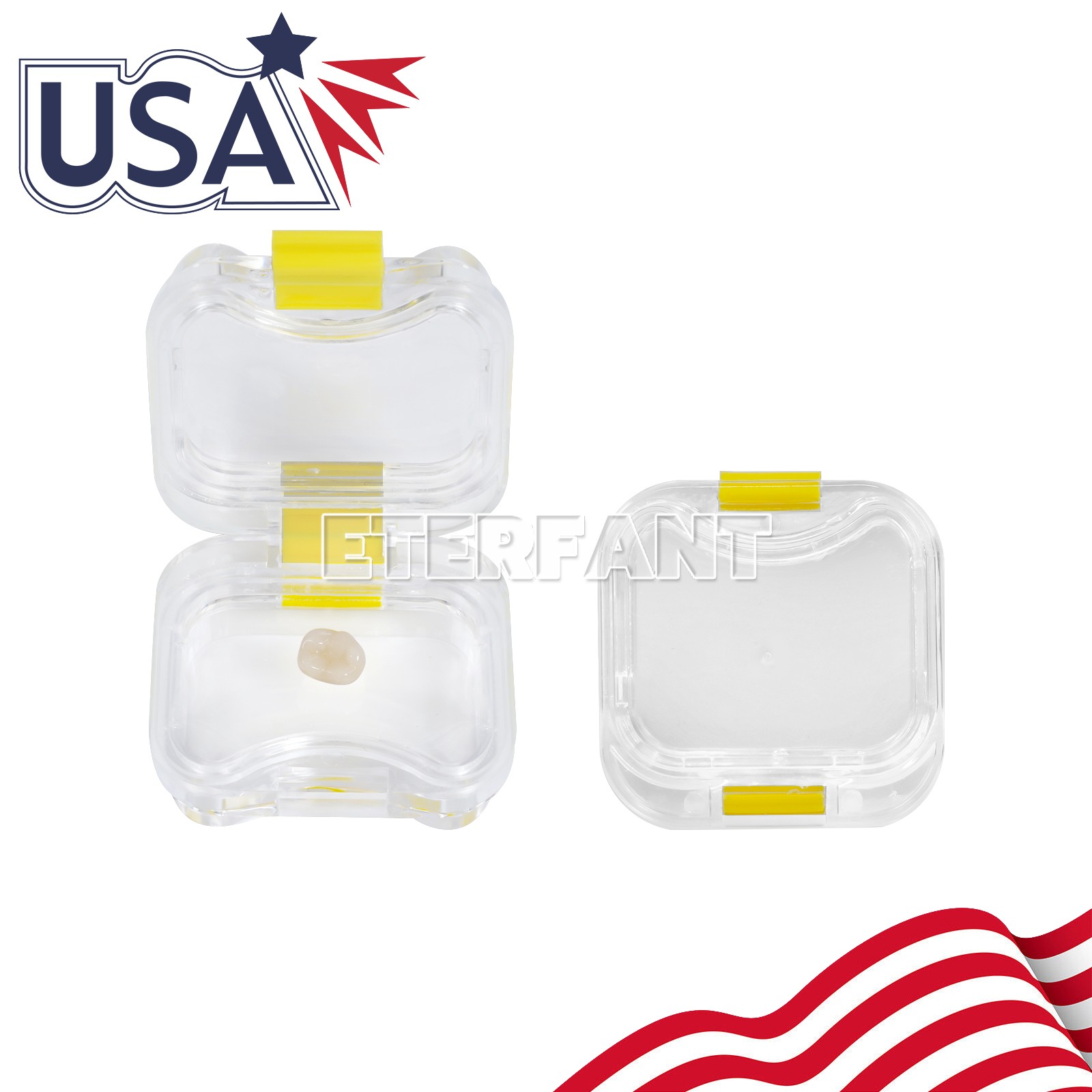 100pcs ETERFANT Dental Crown and Bridge Pillow Box with Latch Storage display