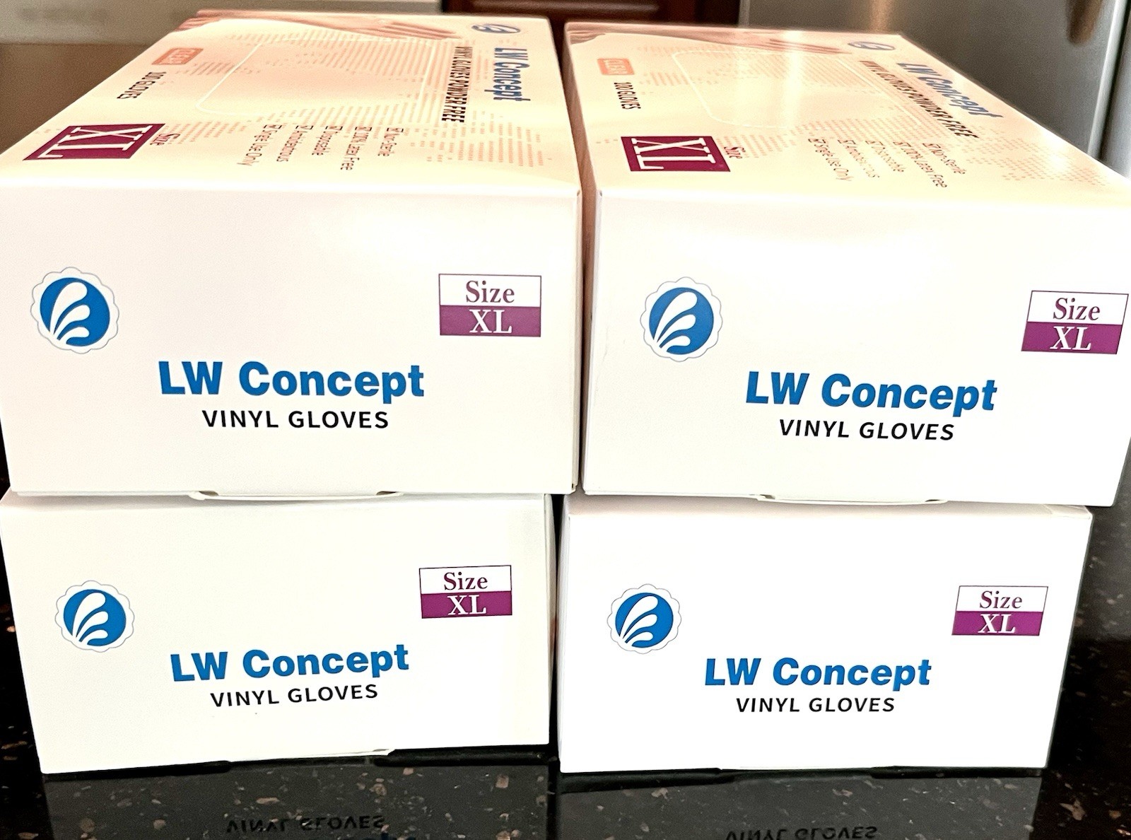 LW Concept Disposable Clear Vinyl Gloves XL 100/box Powder Free Lot of 4